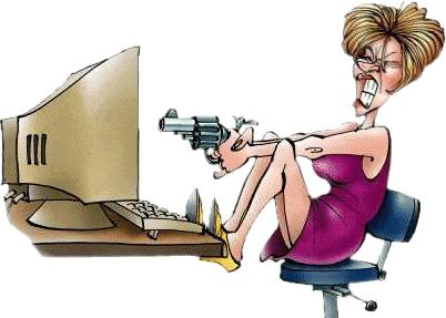 Woman shooting computer